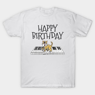 Piano Cat Pianist Birthday Music Teacher Musician T-Shirt